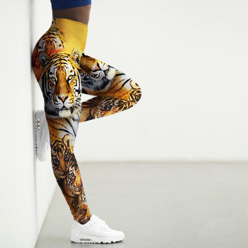 Women's Flame Printed Gym Leggings - 2 desire