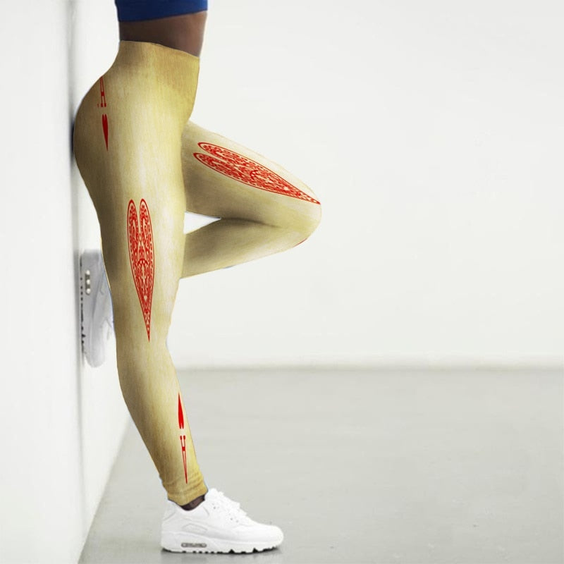 Women's Printed Gym Leggings - 2 desire