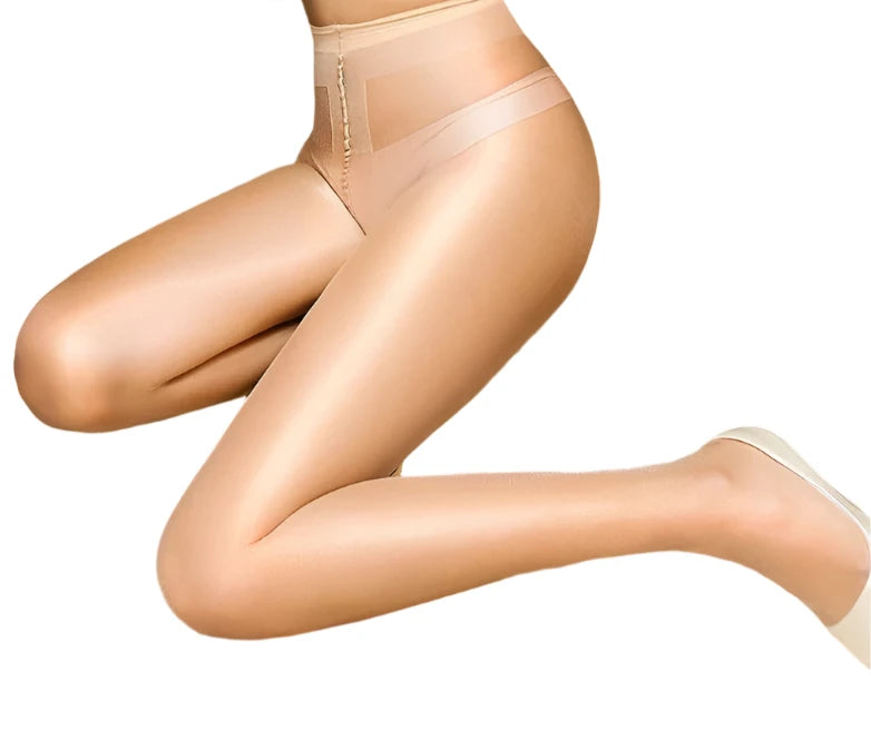 Seamless Open Crotch Oil Shiny Pantyhose