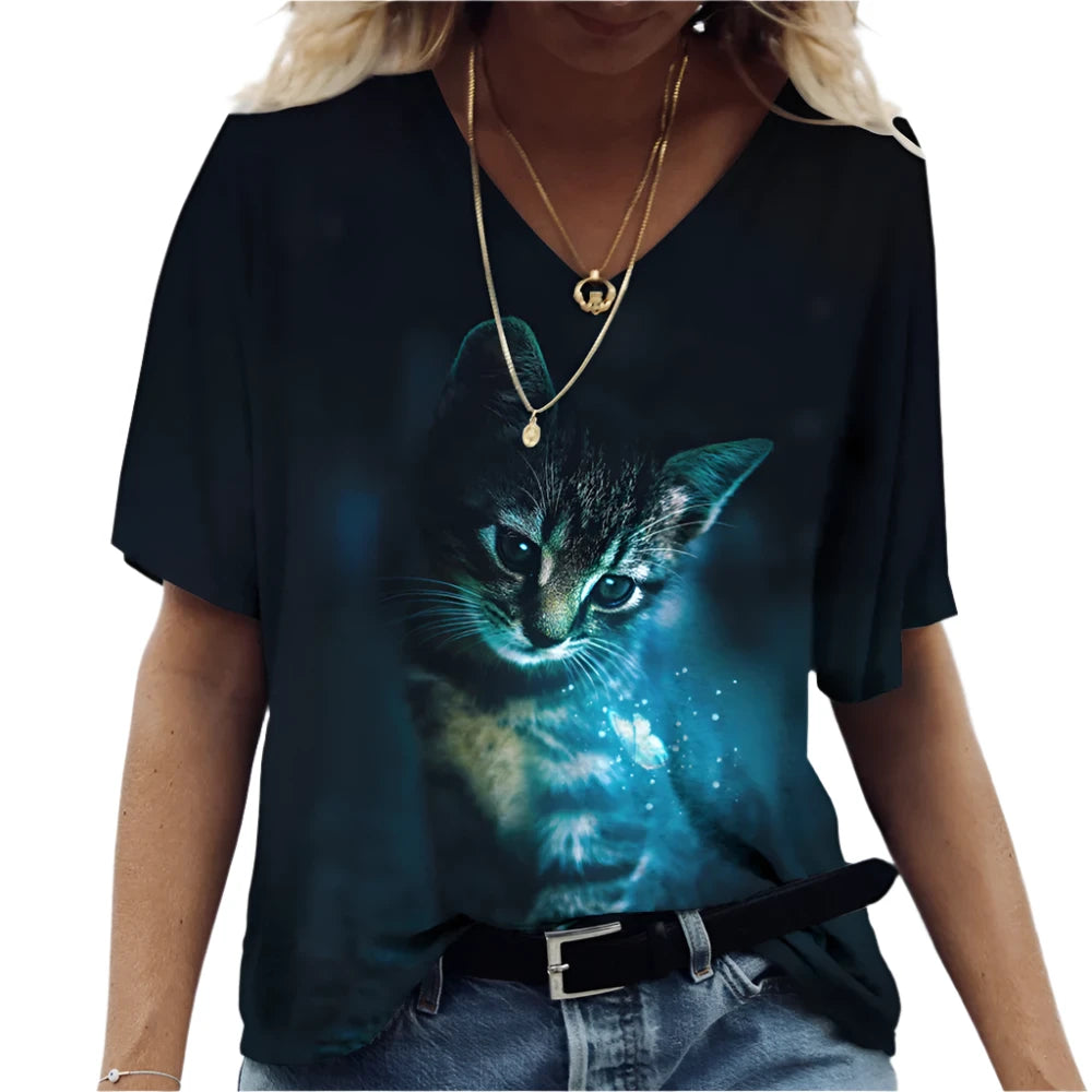 Unisex Printed Cat T-Shirt