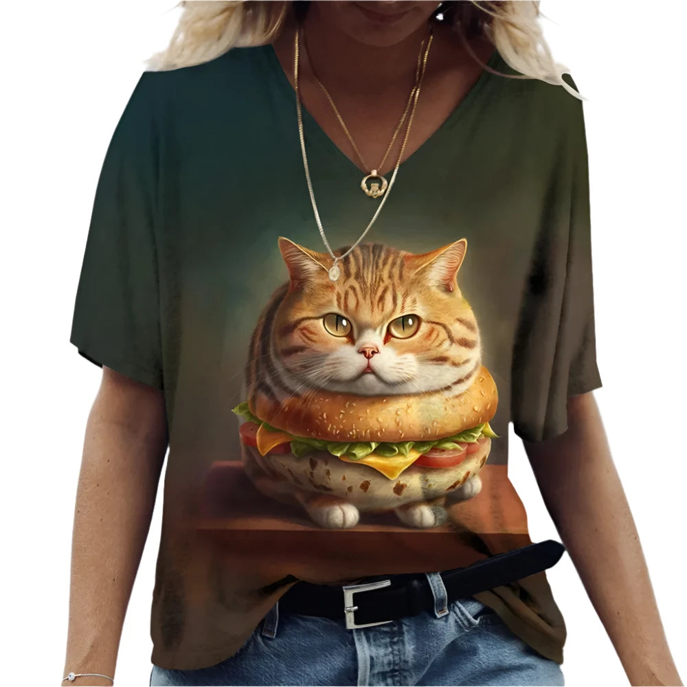 Unisex Printed Cat T-Shirt