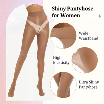 Ultra Thin Oil Shiny Pantyhose 2 Pieces