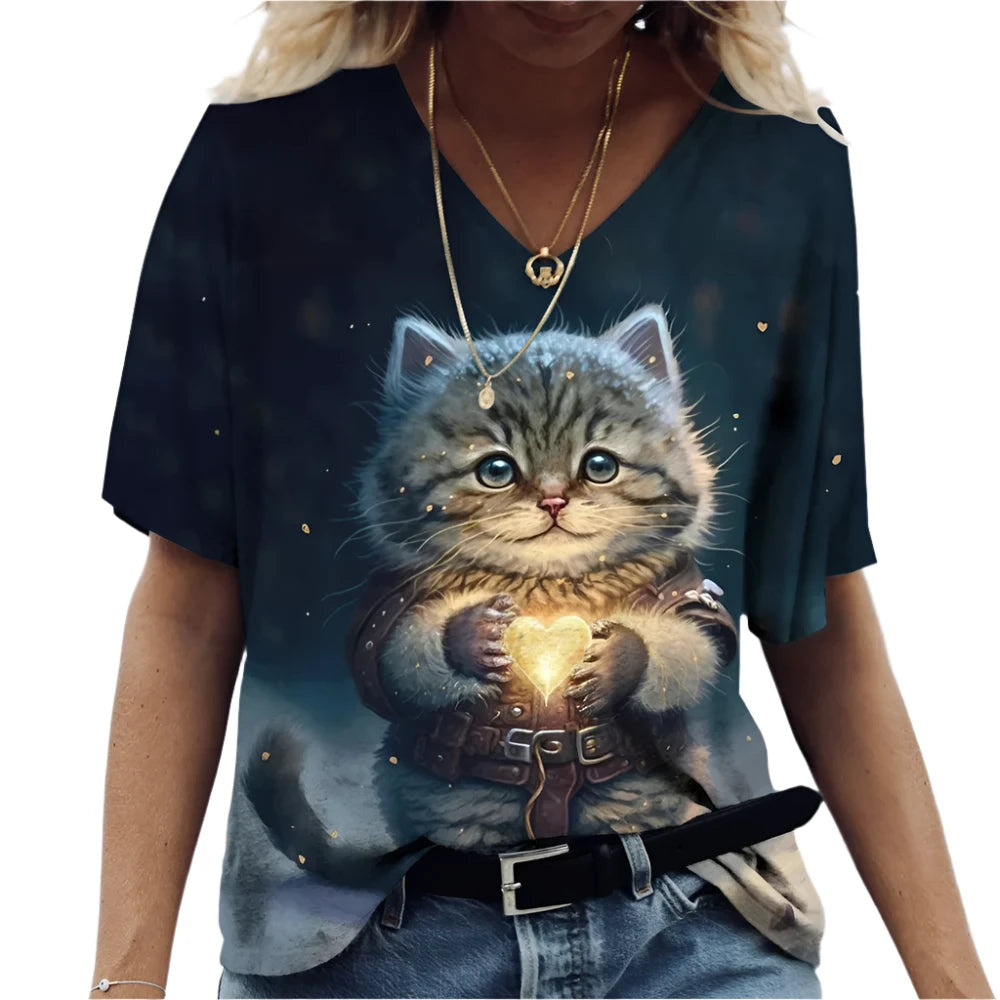 Unisex Printed Cat T-Shirt