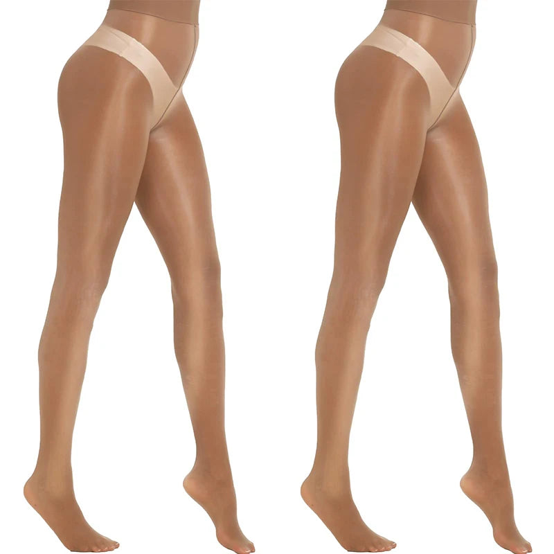 Ultra Thin Oil Shiny Pantyhose 2 Pieces