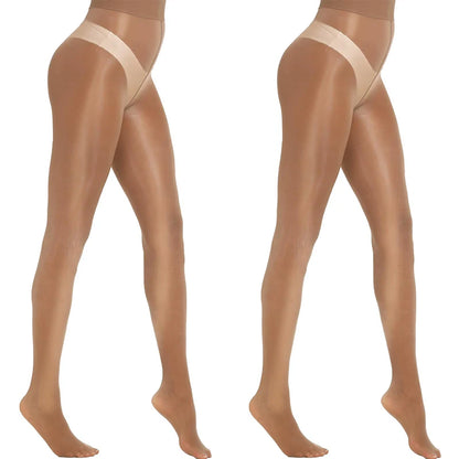 Ultra Thin Oil Shiny Pantyhose 2 Pieces