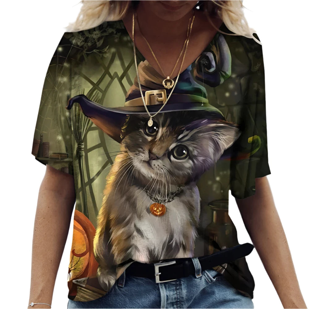 Unisex Printed Cat T-Shirt