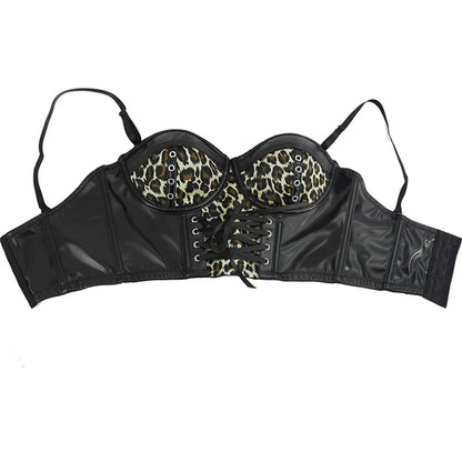 Overbust Leopard  Leather Fiona Corset