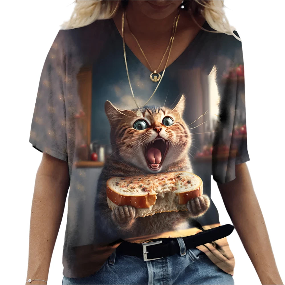 Unisex Printed Cat T-Shirt