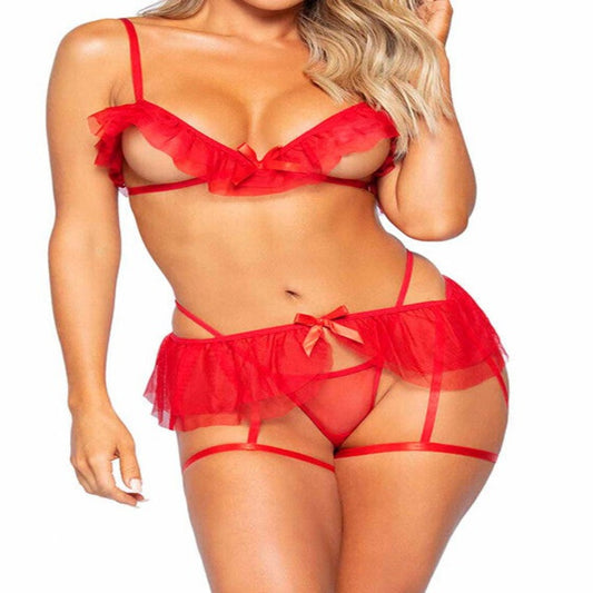 Leg Avenue Bra Garter Belt Set Red