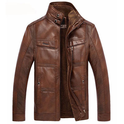 Men's Faux Leather Winter Jacket