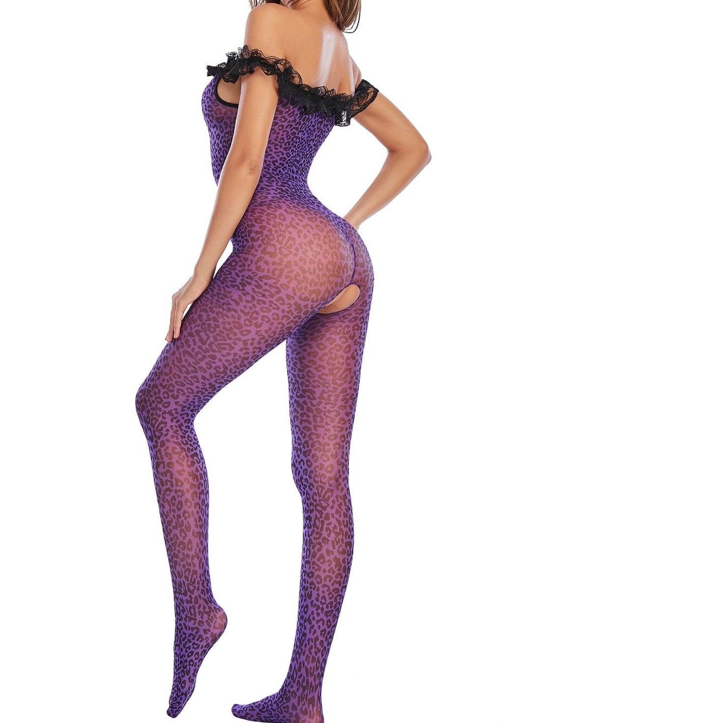 Sexy Purple Leopard Bodystocking