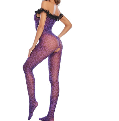 Sexy Purple Leopard Bodystocking