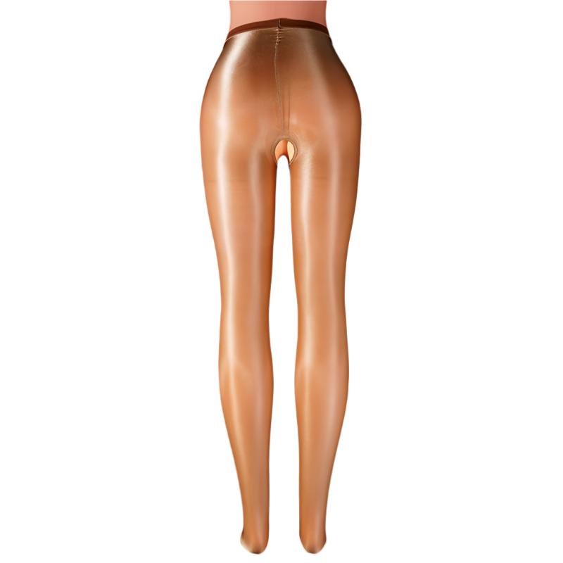 Sheer Oil Shiny Open Crotch Pantyhose