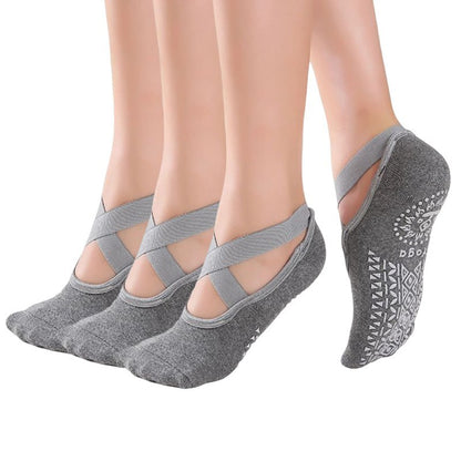 Ladies Anti Slip  Yoga Socks 3 Pieces