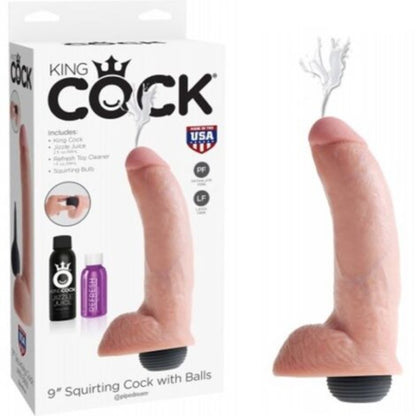 King Cock 9 Inch Squirting Dildo With Balls Flesh