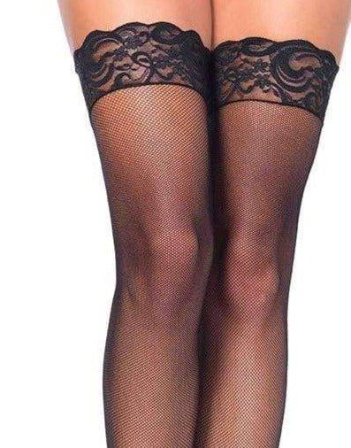 Leg Avenue Micro Net Thigh Highs With Stay Up Lace - Love Power