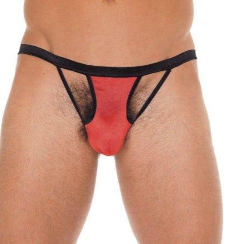 Men's Black G-String With Red Pouch - Love Power