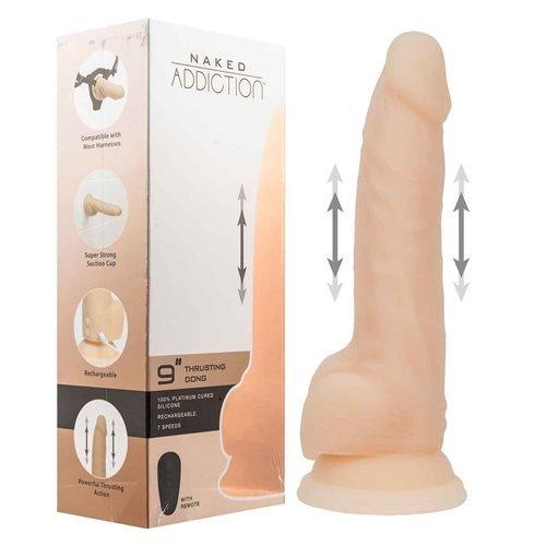 Naked Addiction Silicone Rechargeable Thrusting Dildo 22cm – Vanilla - Love Power