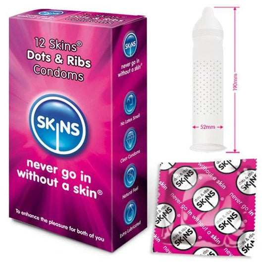 Skins Condoms Dots And Ribs 12 Pieces - Love Power