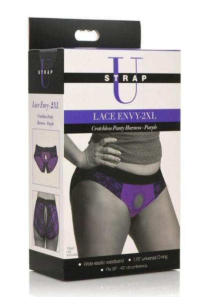 Strap-U Crotchless Panty Harness – XXLarge – Purple/Black - Love Power